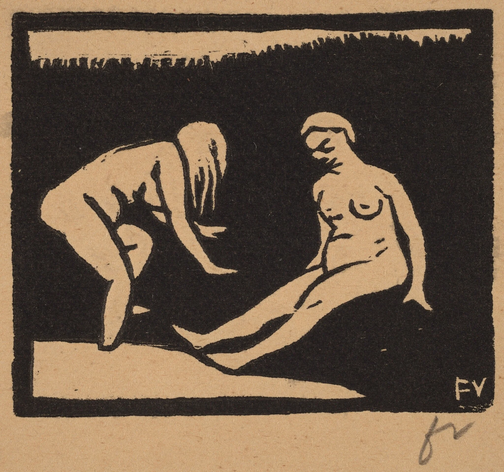 Leaving the Water (La sortie du bain), by Félix Vallotton, ink, 1893