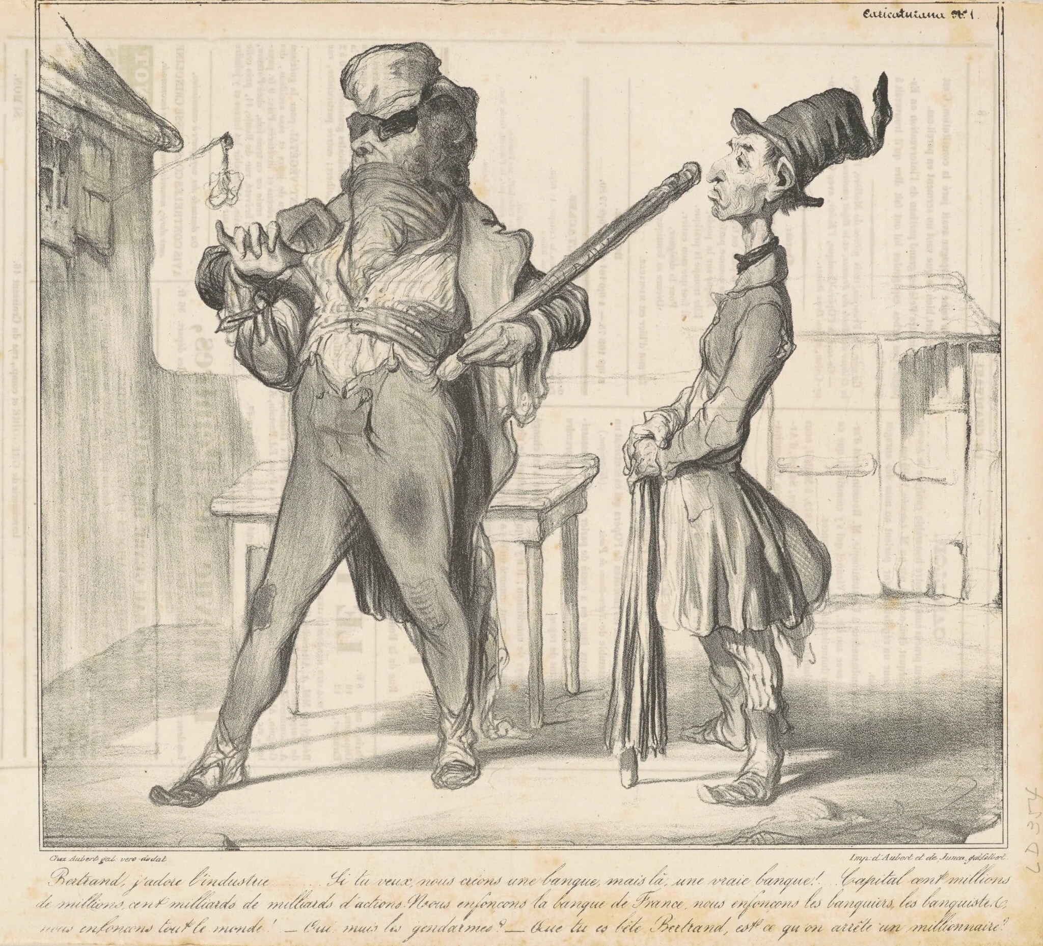 Bertrand, j'adore l'industrie..., by Honoré Daumier, ink, 1836