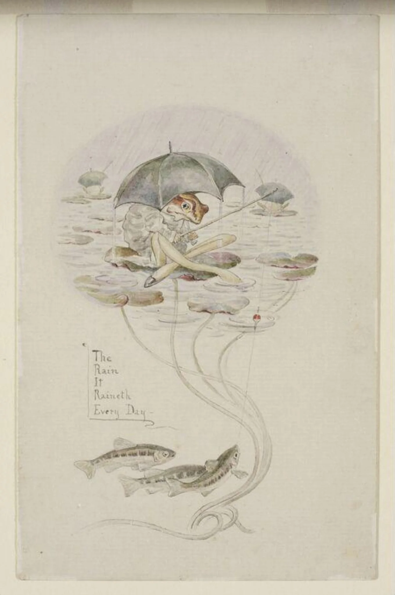 'The rain it raineth every day', by Beatrix Potter, watercolor, 1905