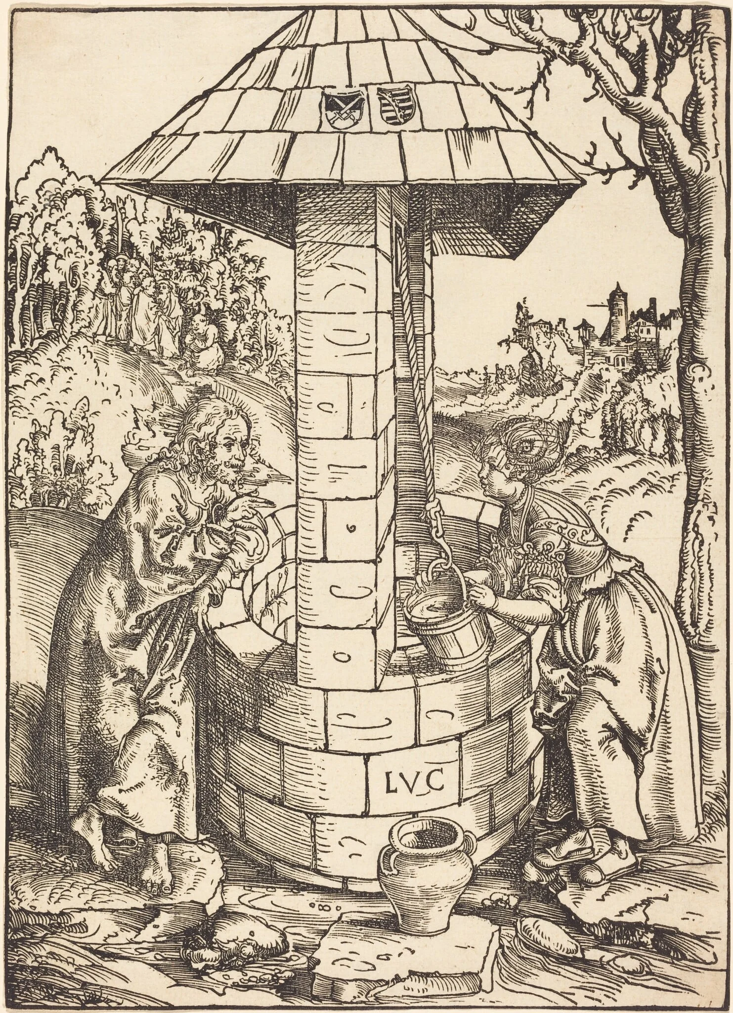 Christ and the Woman of Samaria, by Lucas Cranach the Elder, ink, 1512