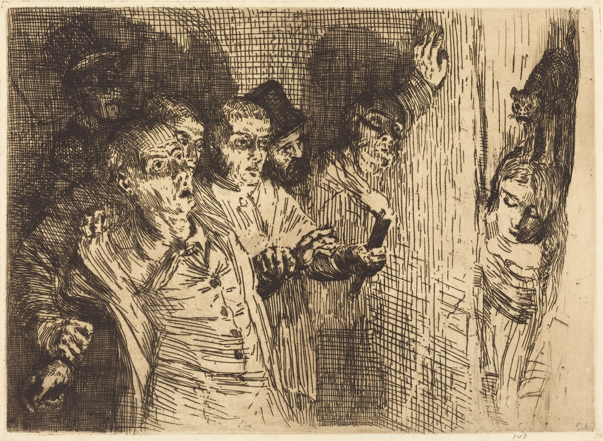 Black Cat (Le chat noir), by Alphonse Legros, ink, 1861