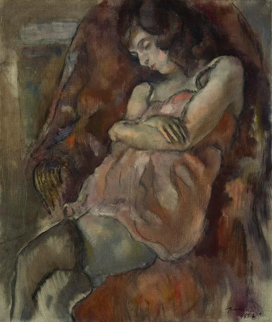Girl Seated, by Jules Pascin, oil, 1922