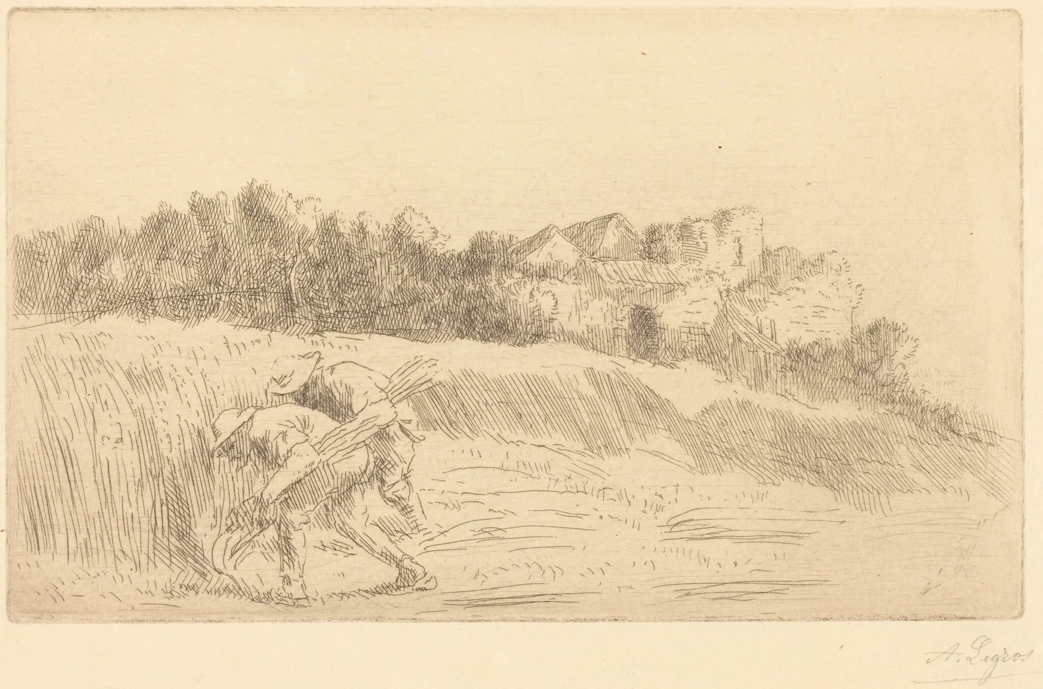 Harvesters (Les moissoneurs), by Alphonse Legros, ink, 1874
