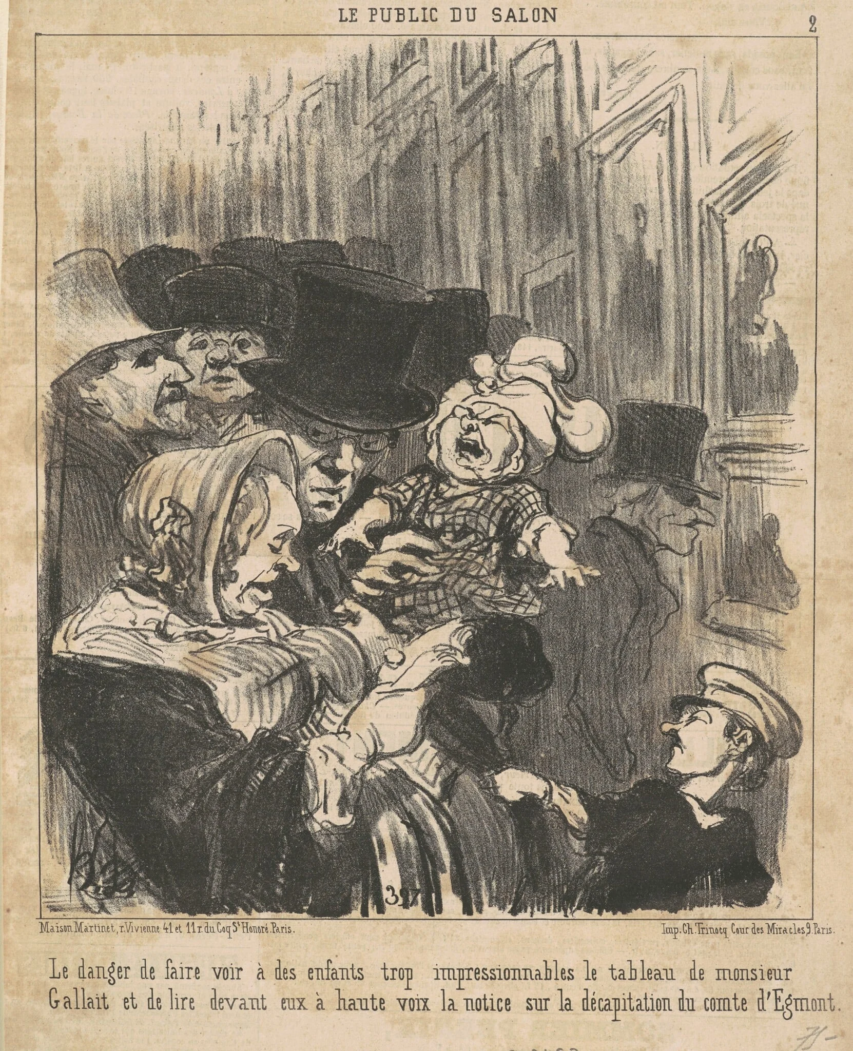 Le danger de faire voir a des enfants ..., by Honoré Daumier, ink, 1852