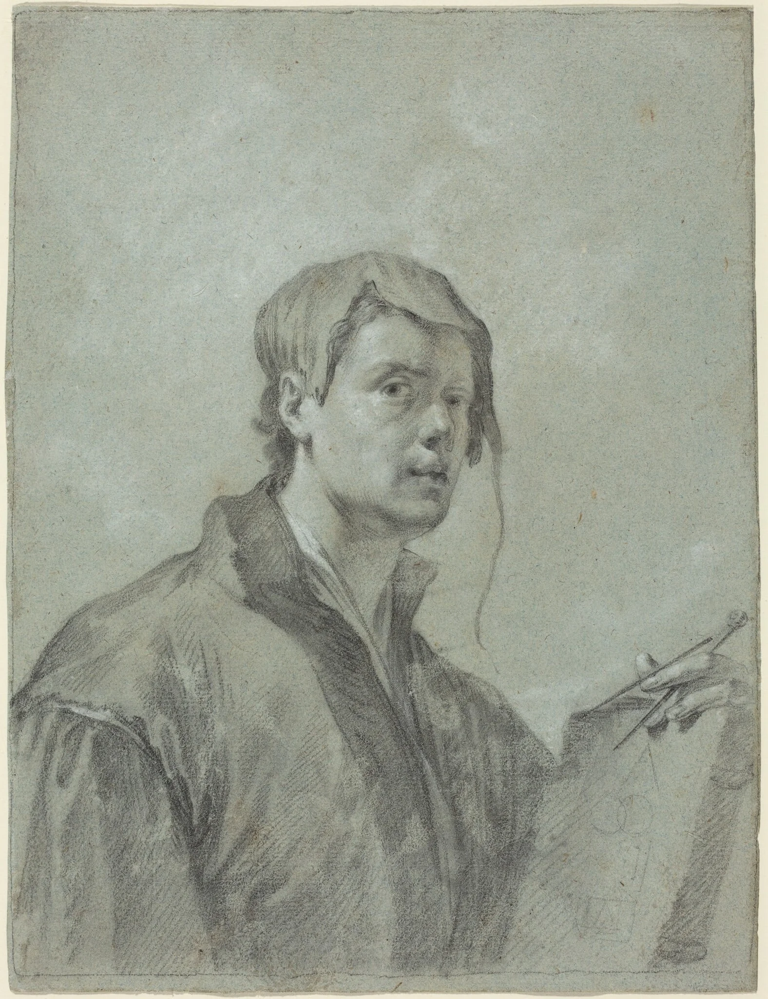 Self Portrait of Willem Drost, by Dutch 17th Century, chalk, 1650