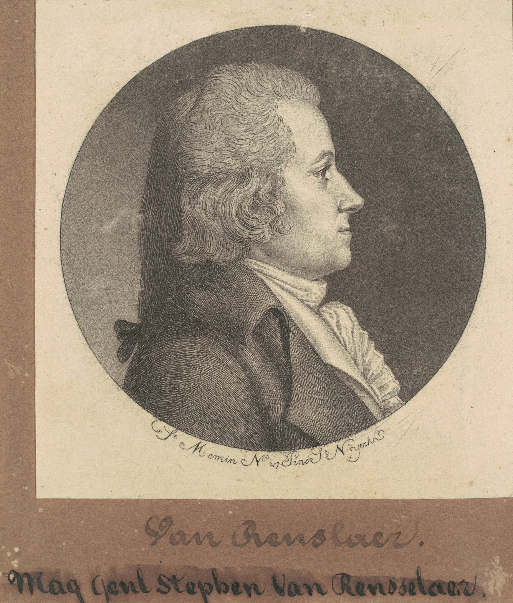 Stephen Van Rensselaer, by Charles Balthazar Julien Févret de Saint-Mémin, ink, 1797