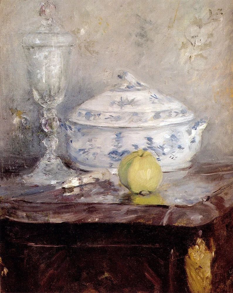 Soup Tureen and Apple, by Berthe Morisot, oil, 1889