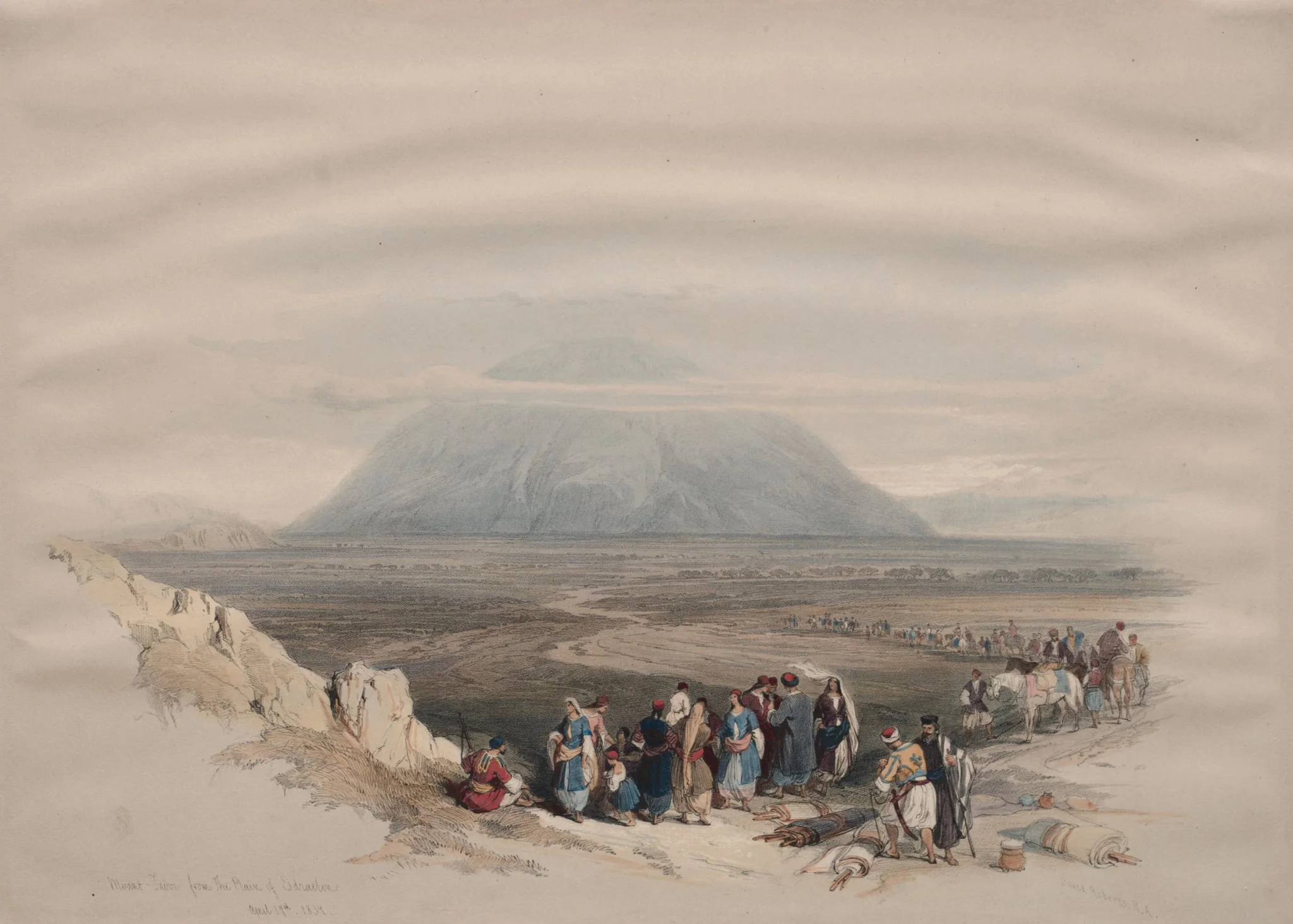 Mount Tabor from the Plain of Esdraelon, by David Roberts, 1839