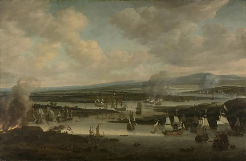 The burning of the English fleet near Chatham, June 1667, during the second Anglo-Dutch war