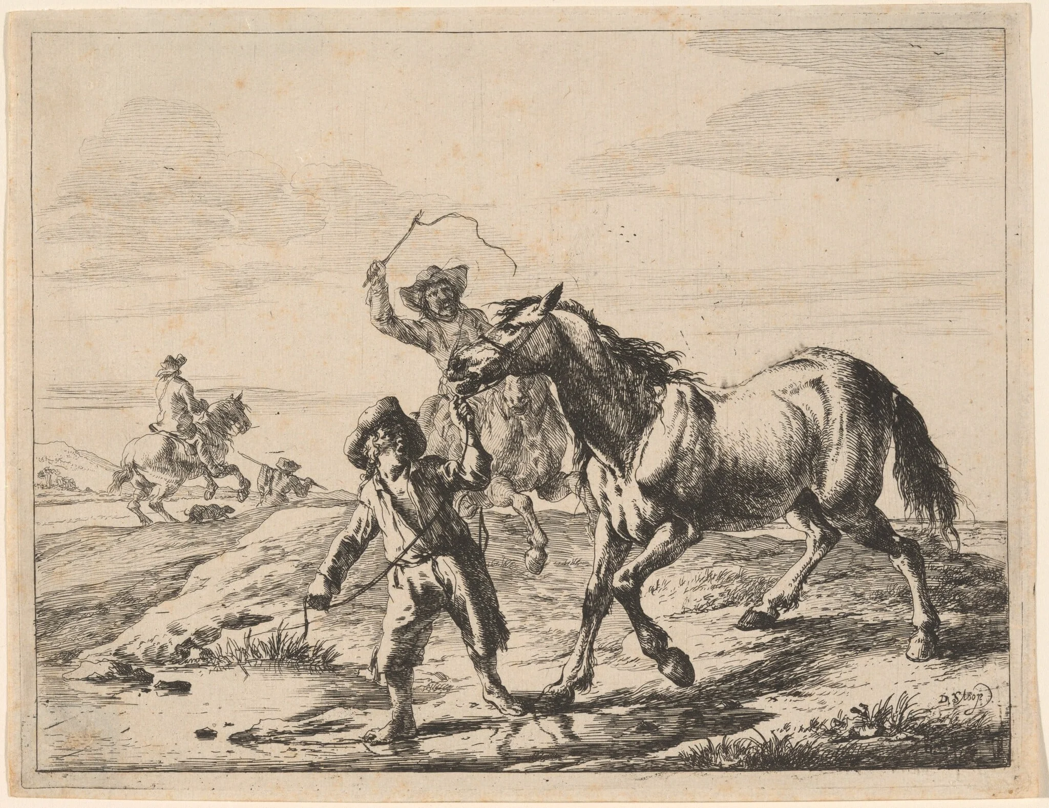 A Boy Taking a Horse to Drink