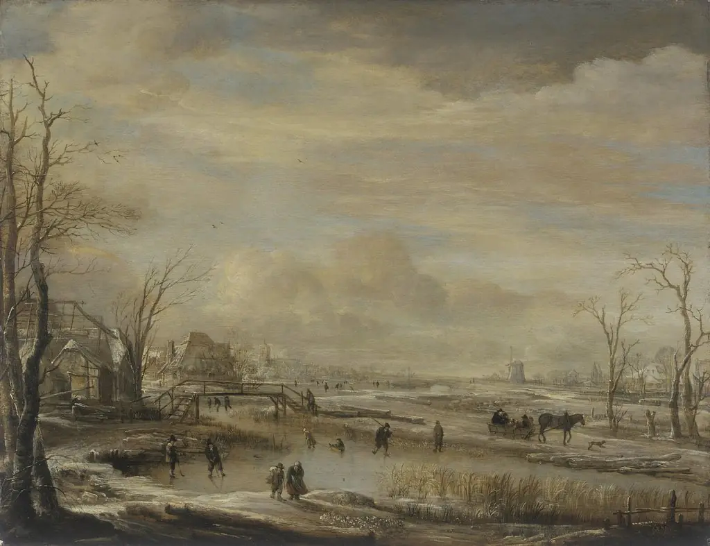 Frozen River with a Footbridge