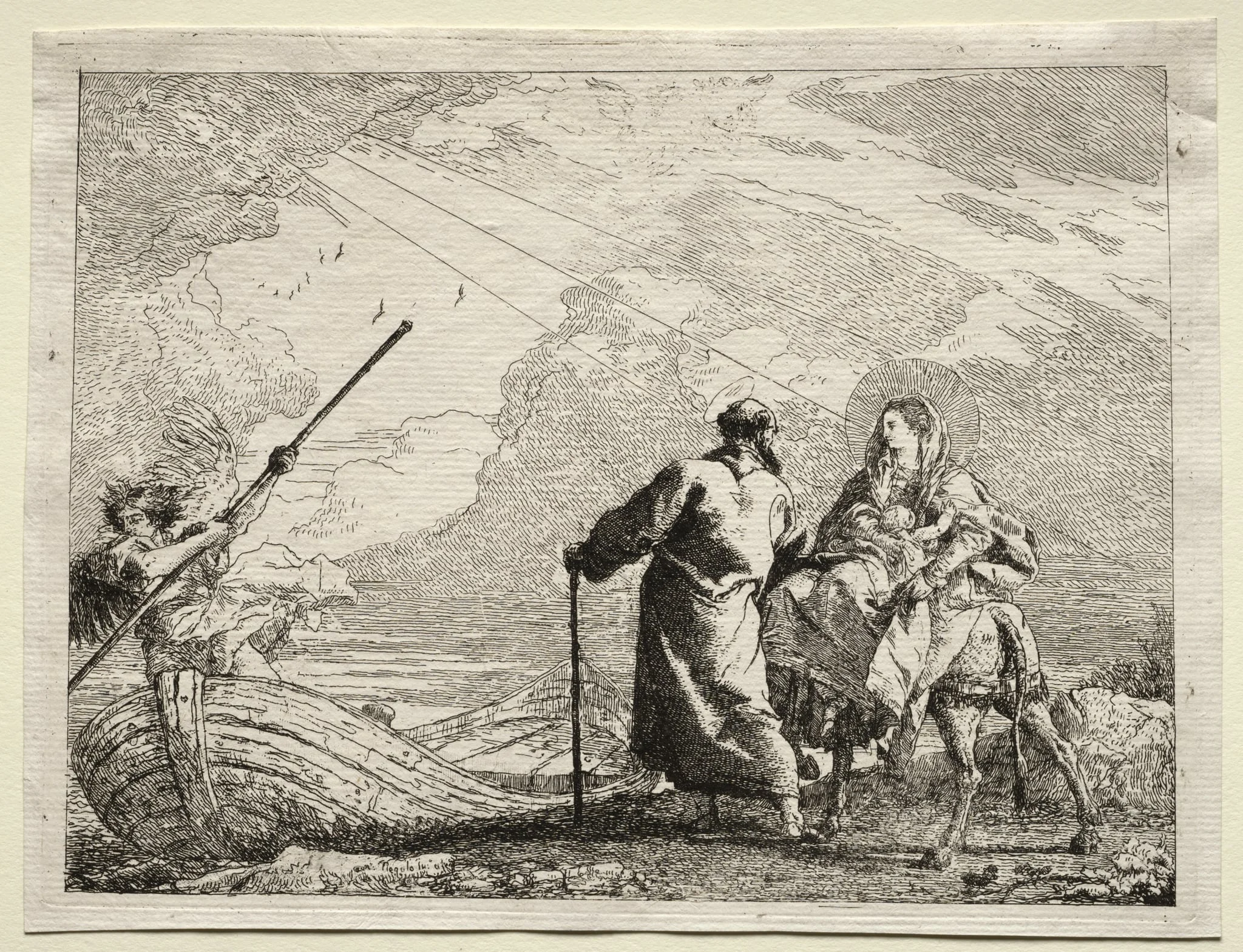 Flight into Egypt:  The Holy Family Arriving at the Bank of the River, by Giovanni Domenico Tiepolo, 1752
