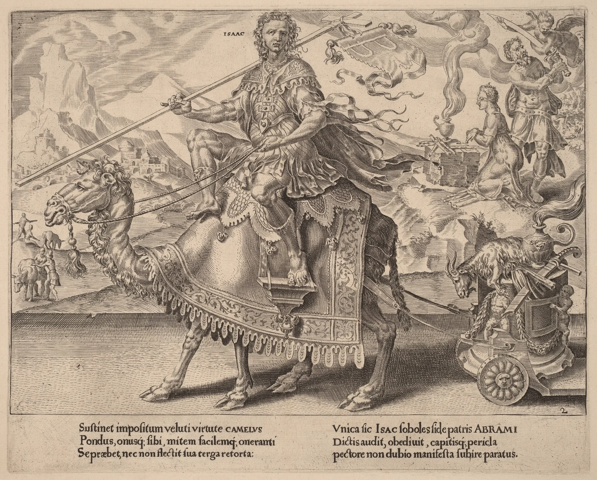 The Triumph of Isaac, by Dirck Volckertz Coornhert, ink, 1559