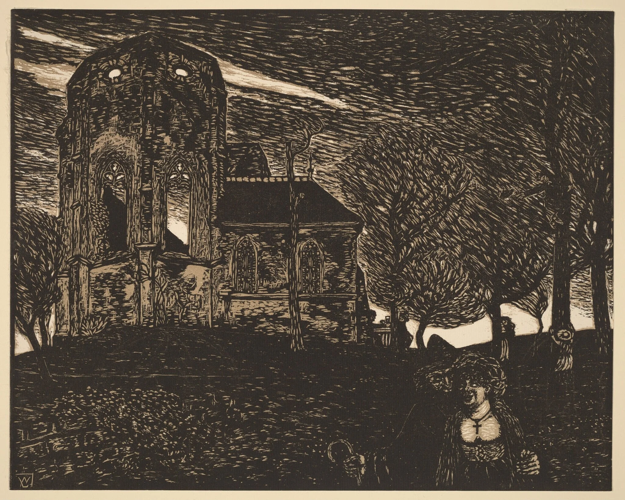 Springtime Storm, by Wilhelm Laage, ink, 1899
