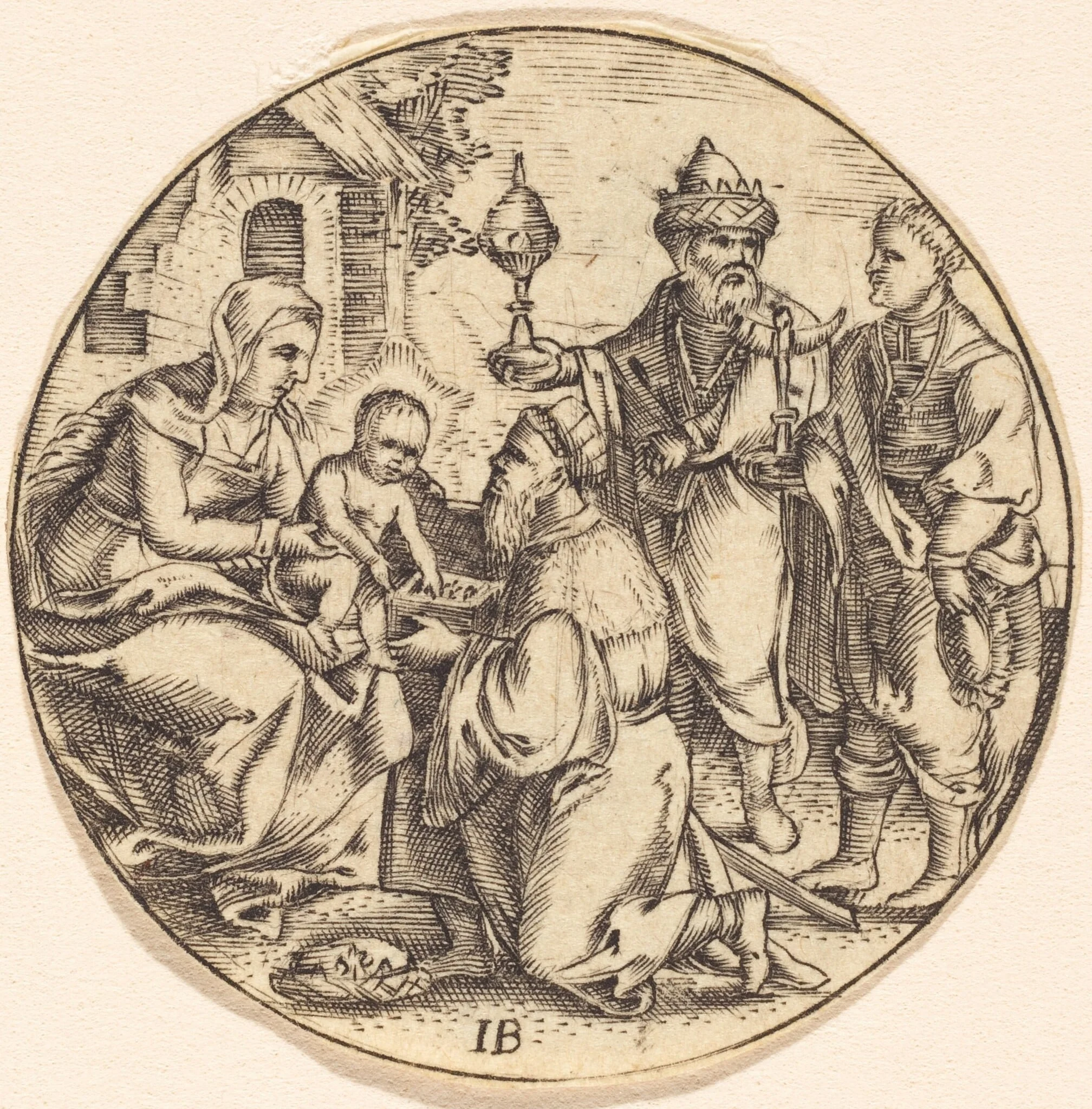 The Adoration of the Magi, by German 16th Century, ink, 1550