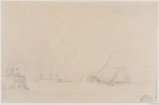 Lugger making for the mouth of a harbour