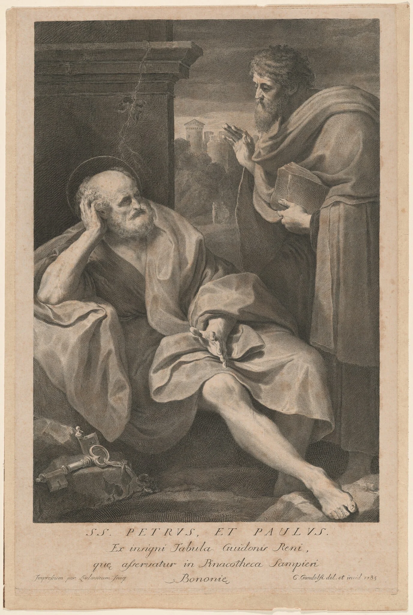 Saints Peter and Paul, by Gaetano Gandolfi, ink, 1785