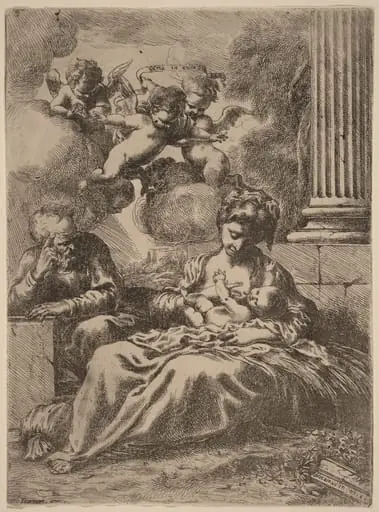 The Holy Family by a Column