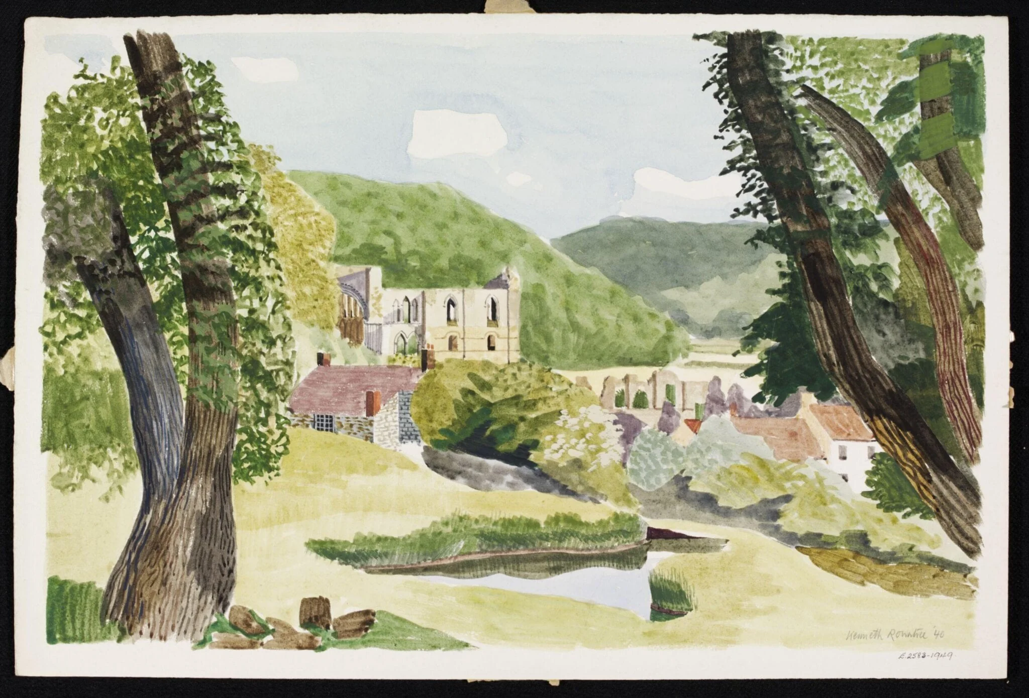 Distant view of Rievaulx Abbey