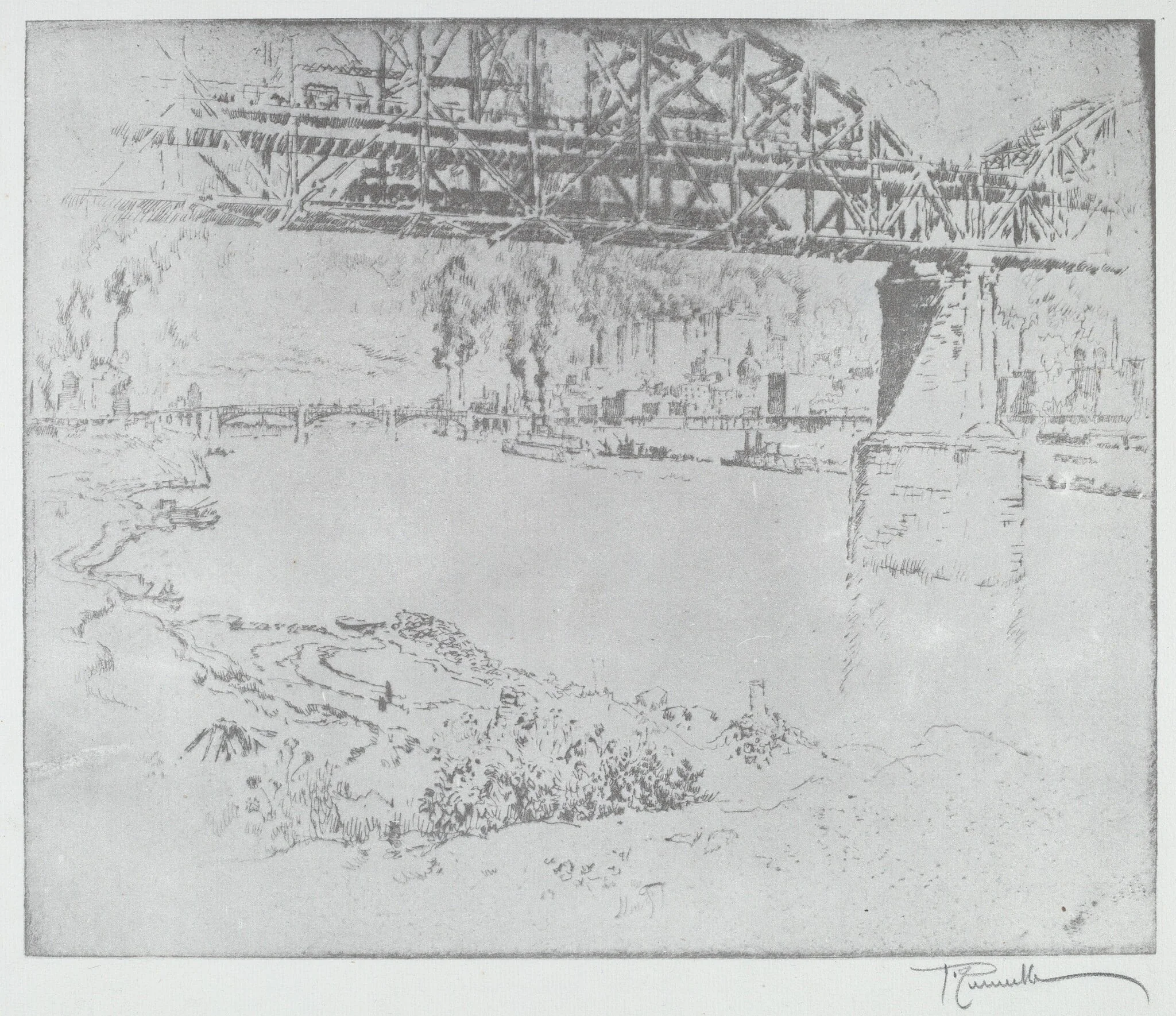 The City Bridge, St. Louis [bottom], by American 20th Century, 1919