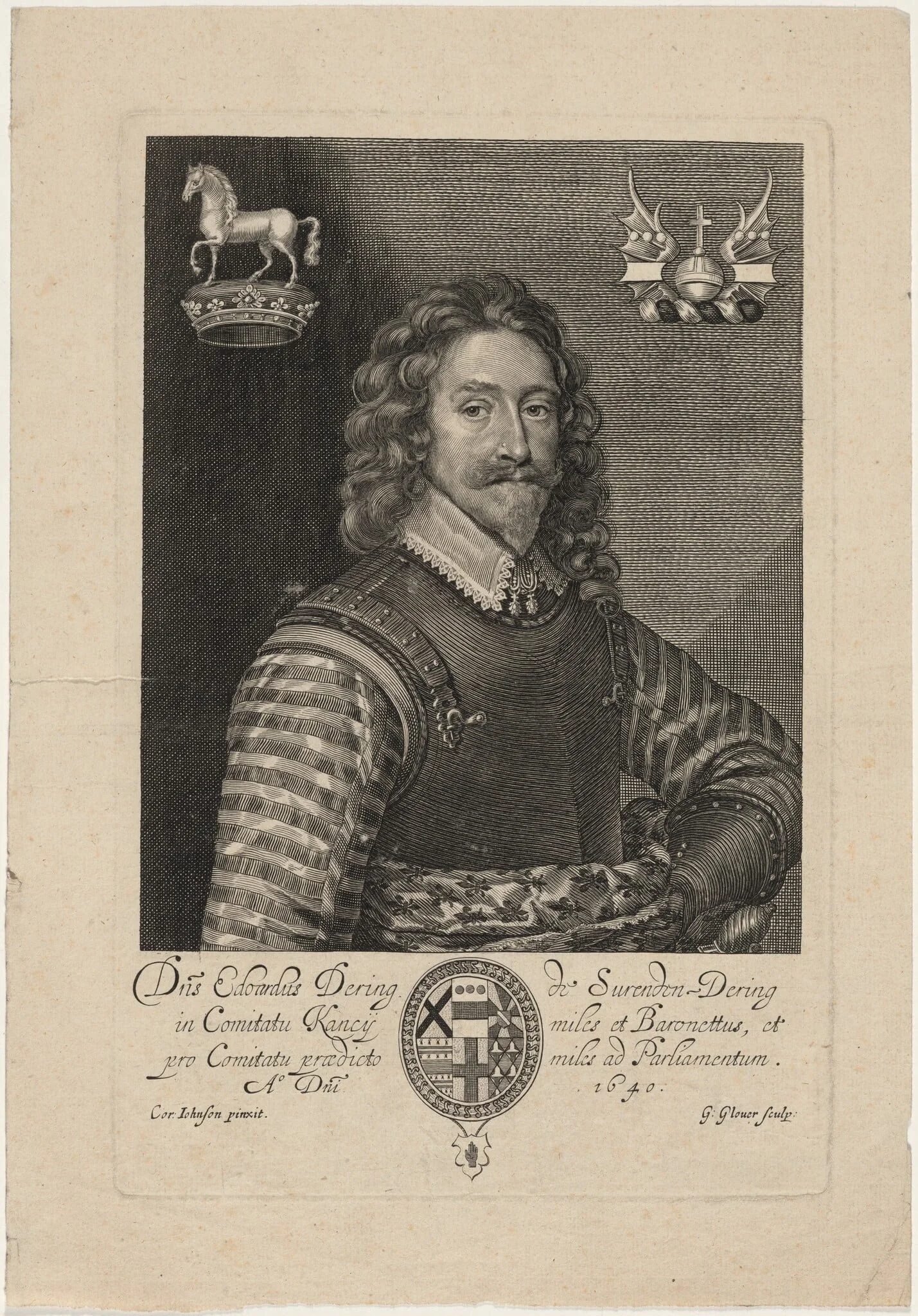 Sir Edward Dering, by George Glover, ink, 1633