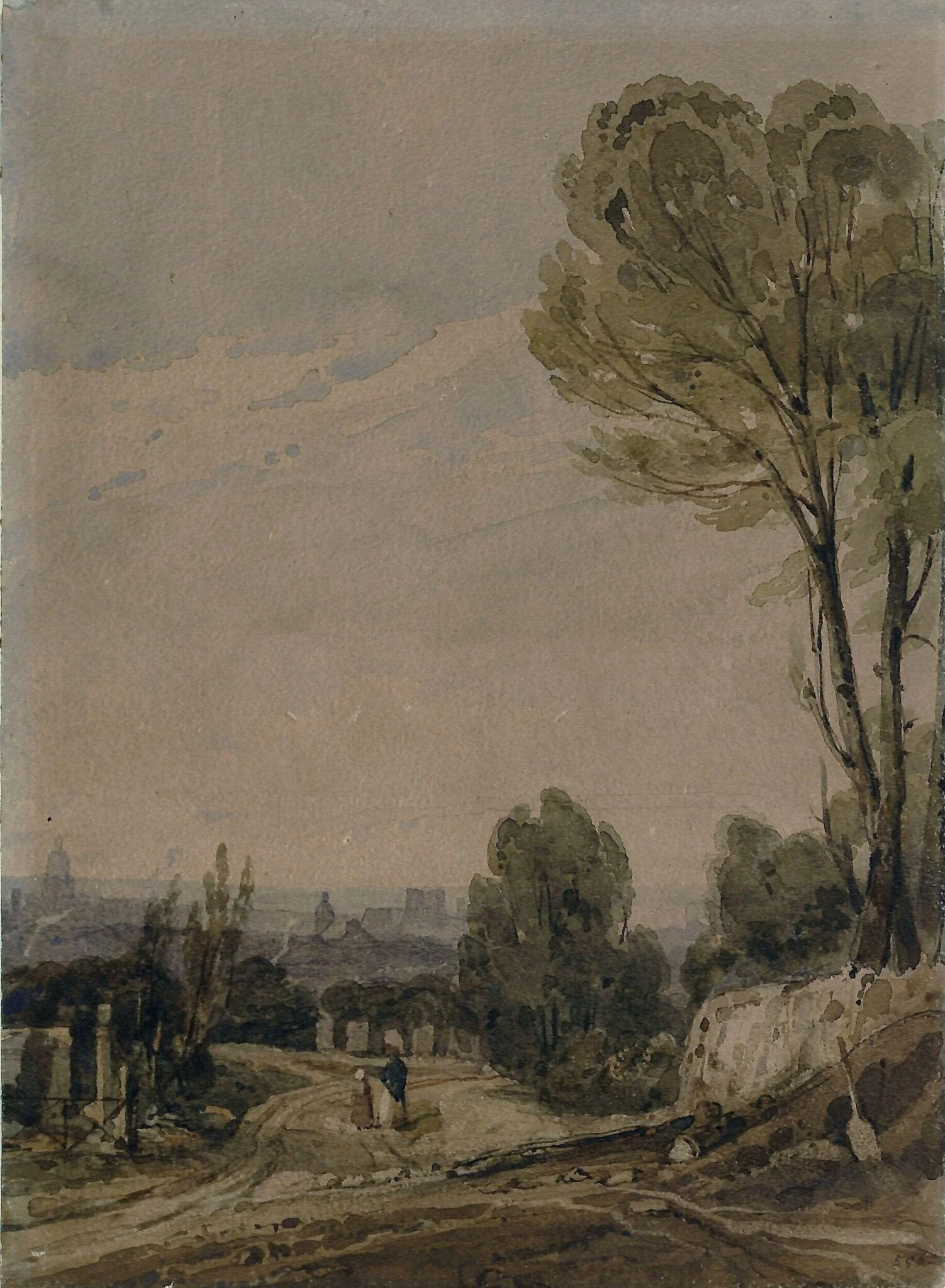 Paris from Pere Lachaise, by Richard Parkes Bonington, watercolor, 1850