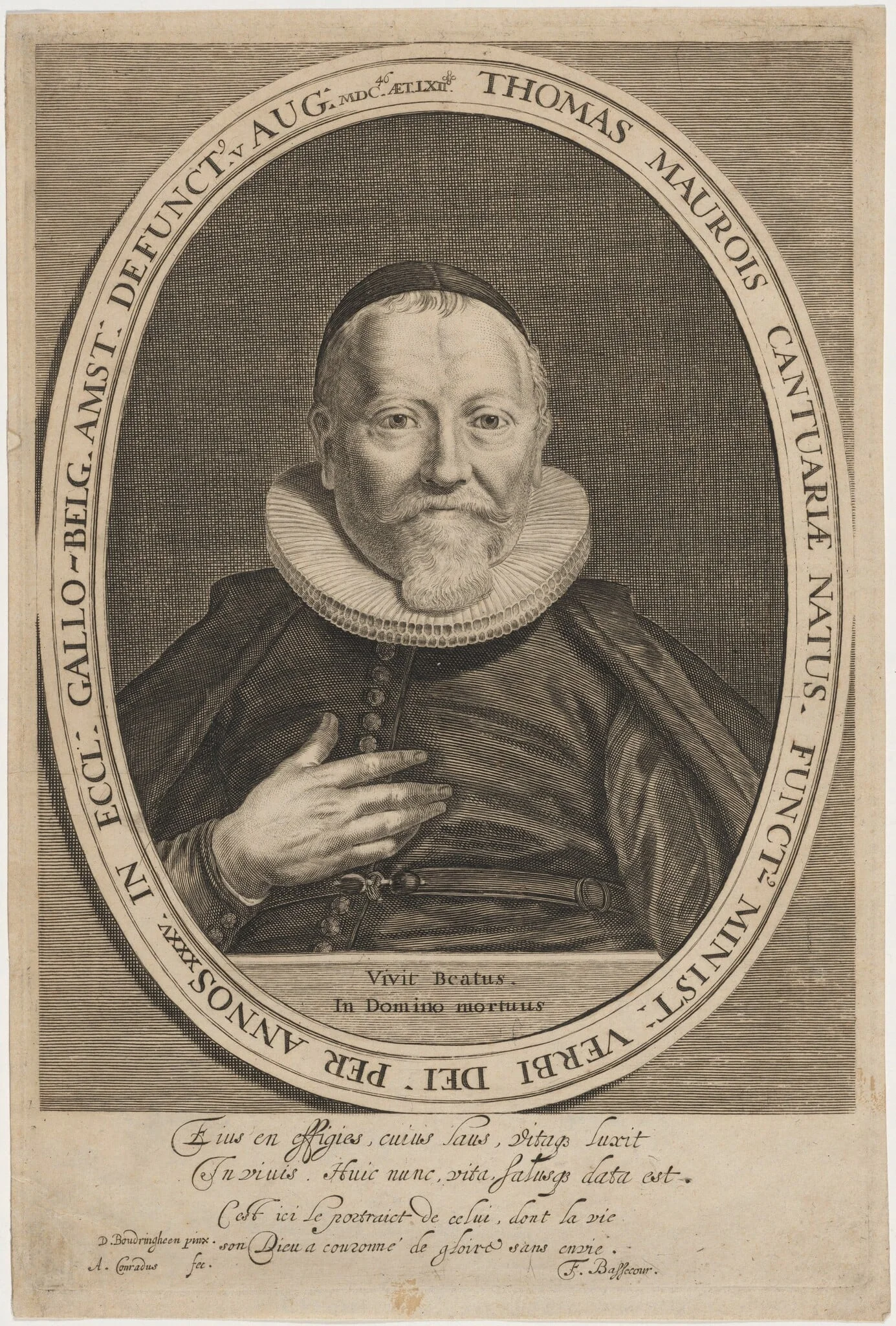 Thomas Maurois, by Abraham Conradus, ink, 1636