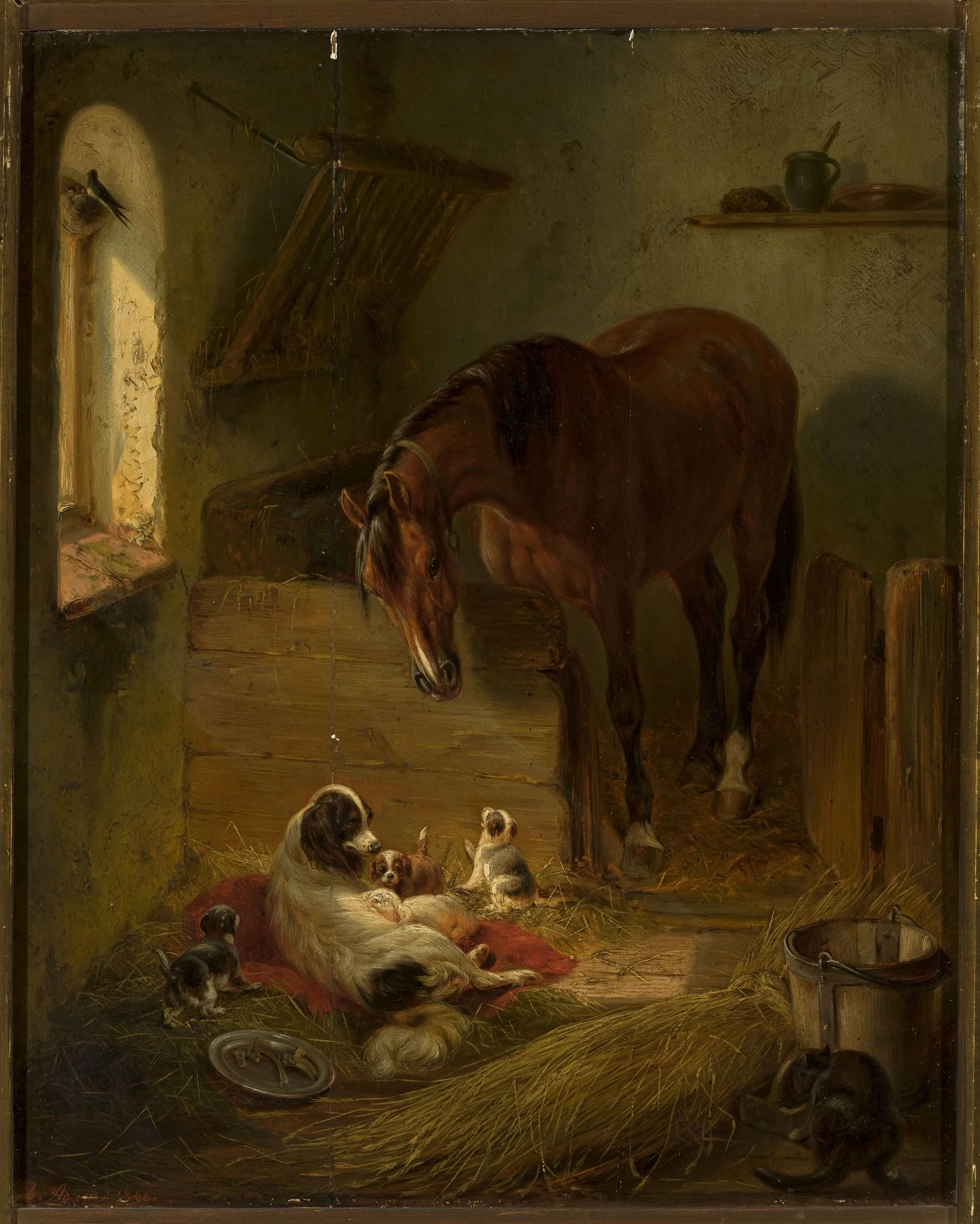 In the barn, by Benno Adam, oil, 1846