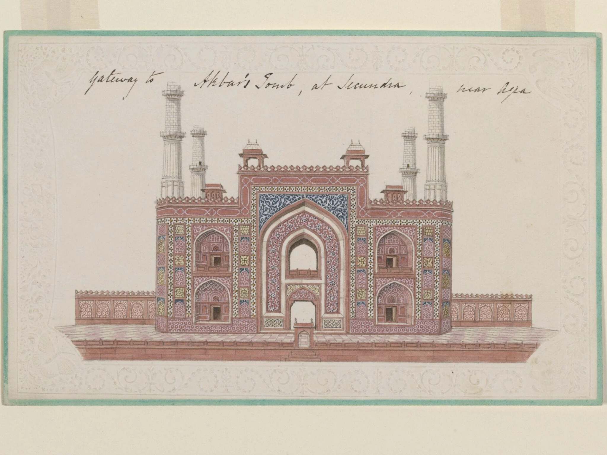 Gateway of Akbar's tomb, Sikandra, by Unknown, paint, 1820