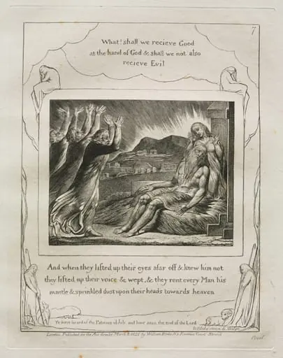 The Book of Job:  Pl. 7, And when they lifted up their eyes afar off and knew him not
