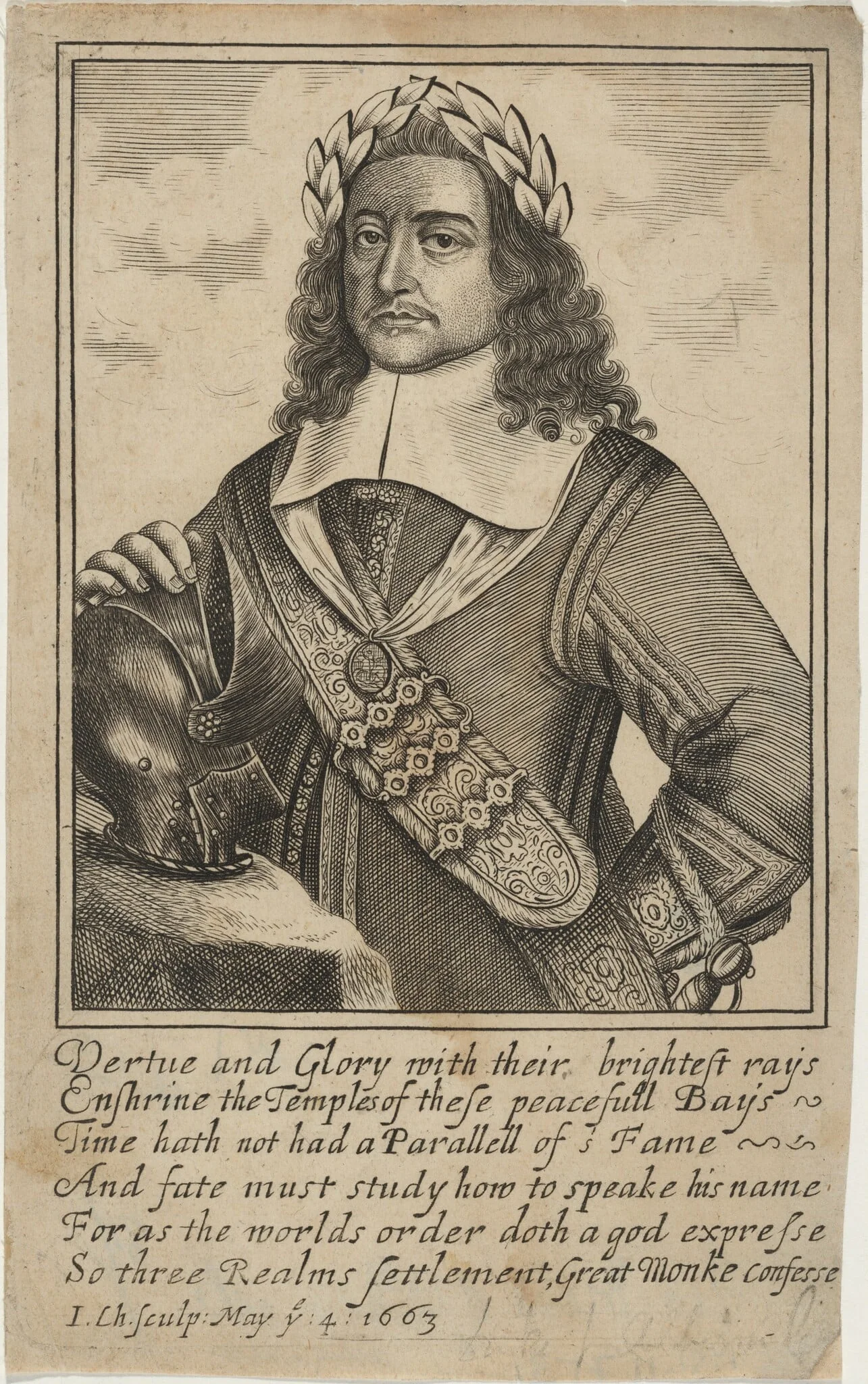 George Monk, First Duke of Albemarle, by John Chantry, ink, 1663
