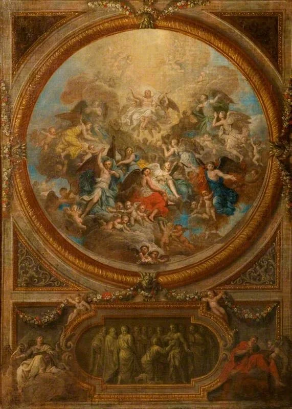 The Ascension and the Incredulity of Saint Thomas (sketch for the decoration of the chapel at Chatsworth), by Louis Laguerre, oil, 1695
