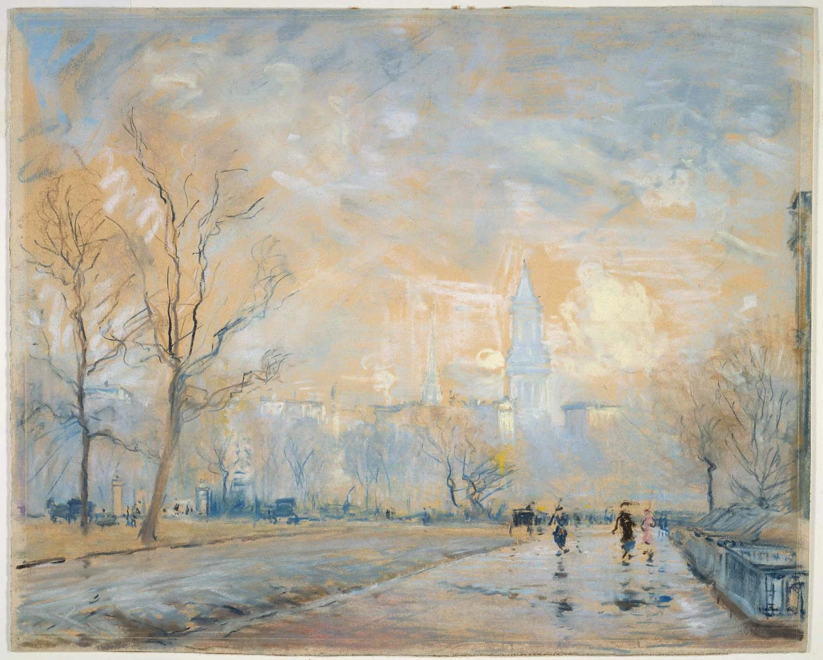 Custom House Tower from the Public Garden, Boston, by Arthur Clifton Goodwin, unspecified, 1914