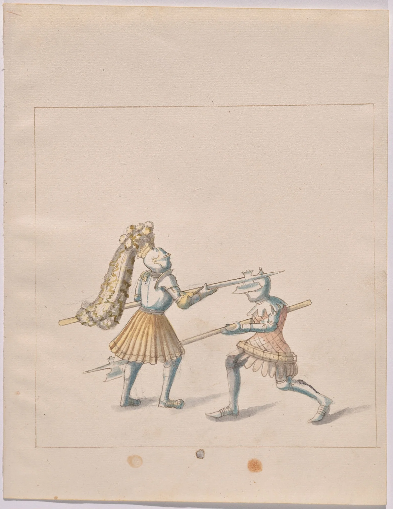Foot Combat with Halberds, by German 16th Century, ink, 1514