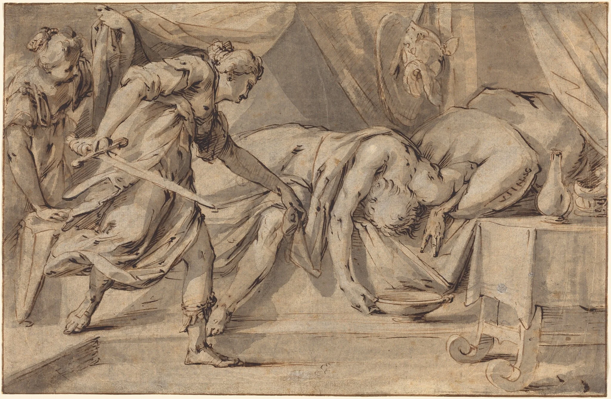 Judith and Holofernes, by Hans von Aachen, ink, 1584