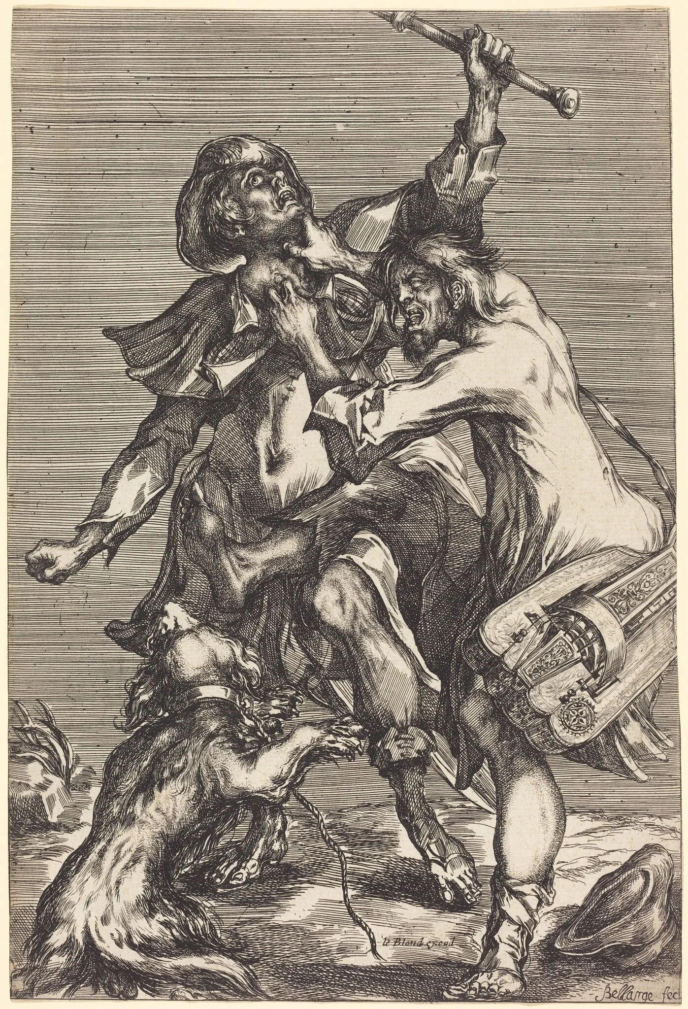 Fighting Beggars, by Jacques Bellange, ink, 1605