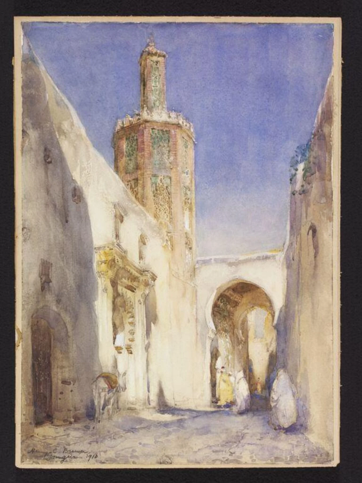 A Street in Tangier, by Henry Charles Brewer, watercolor, 1910