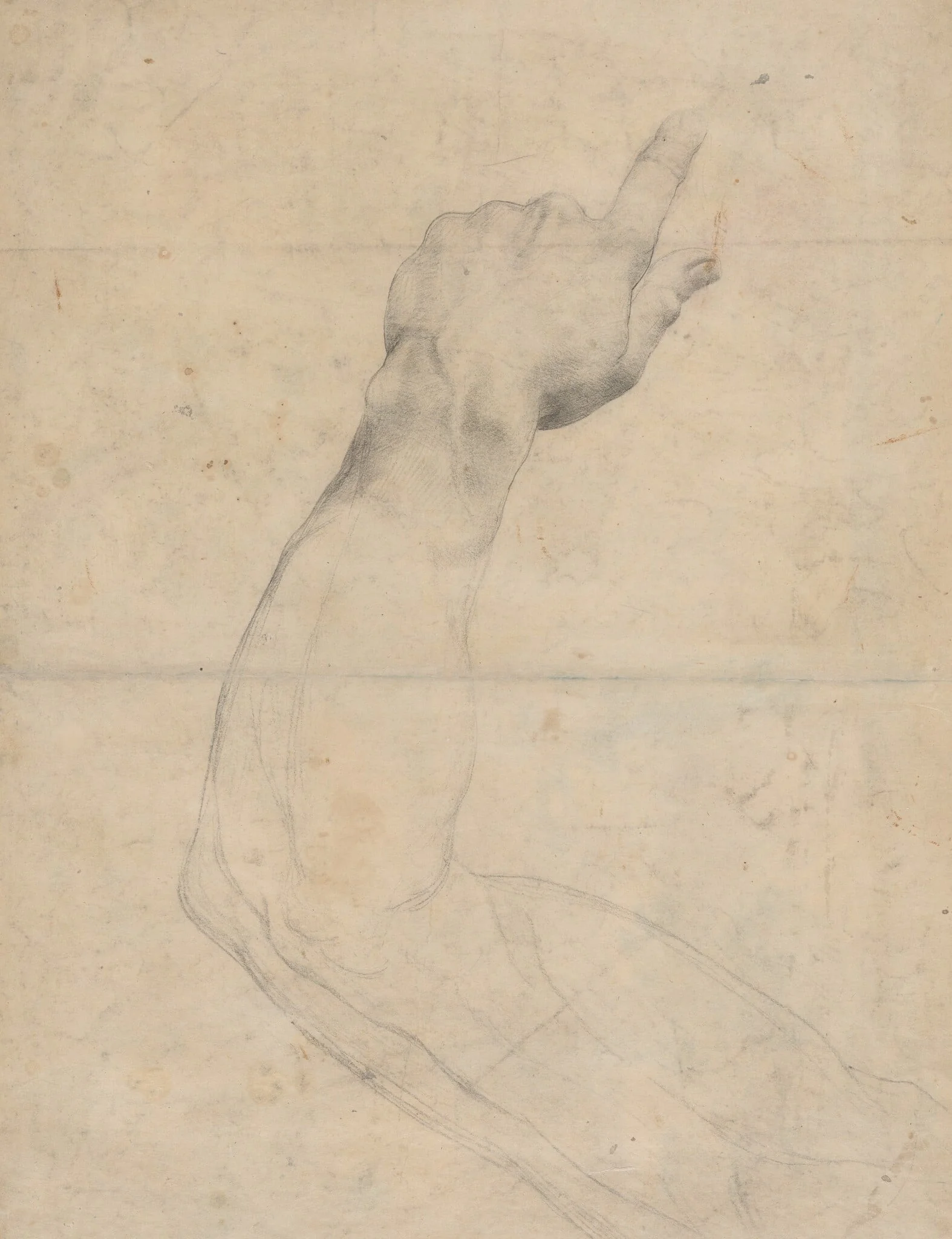 Study of an Arm [verso], by Guillaume Lethière, chalk, 1812