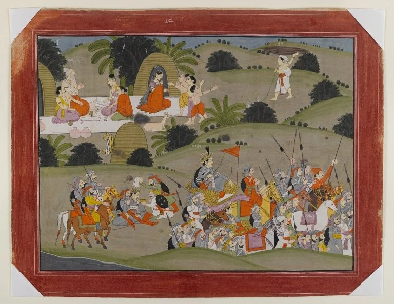 Battle between Lava and Rama's brother, Shatrughna, near the hermitage of Valmiki, by Unknown, unspecified, 1820
