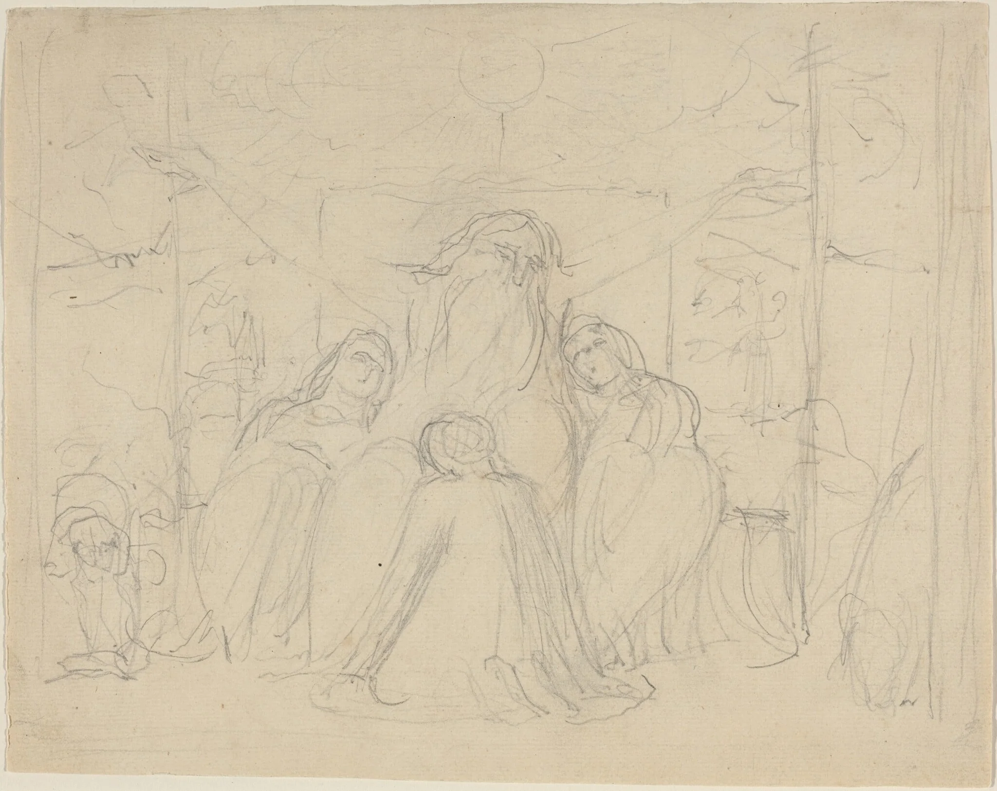 Job and His Daughters, by William Blake, graphite, 1821
