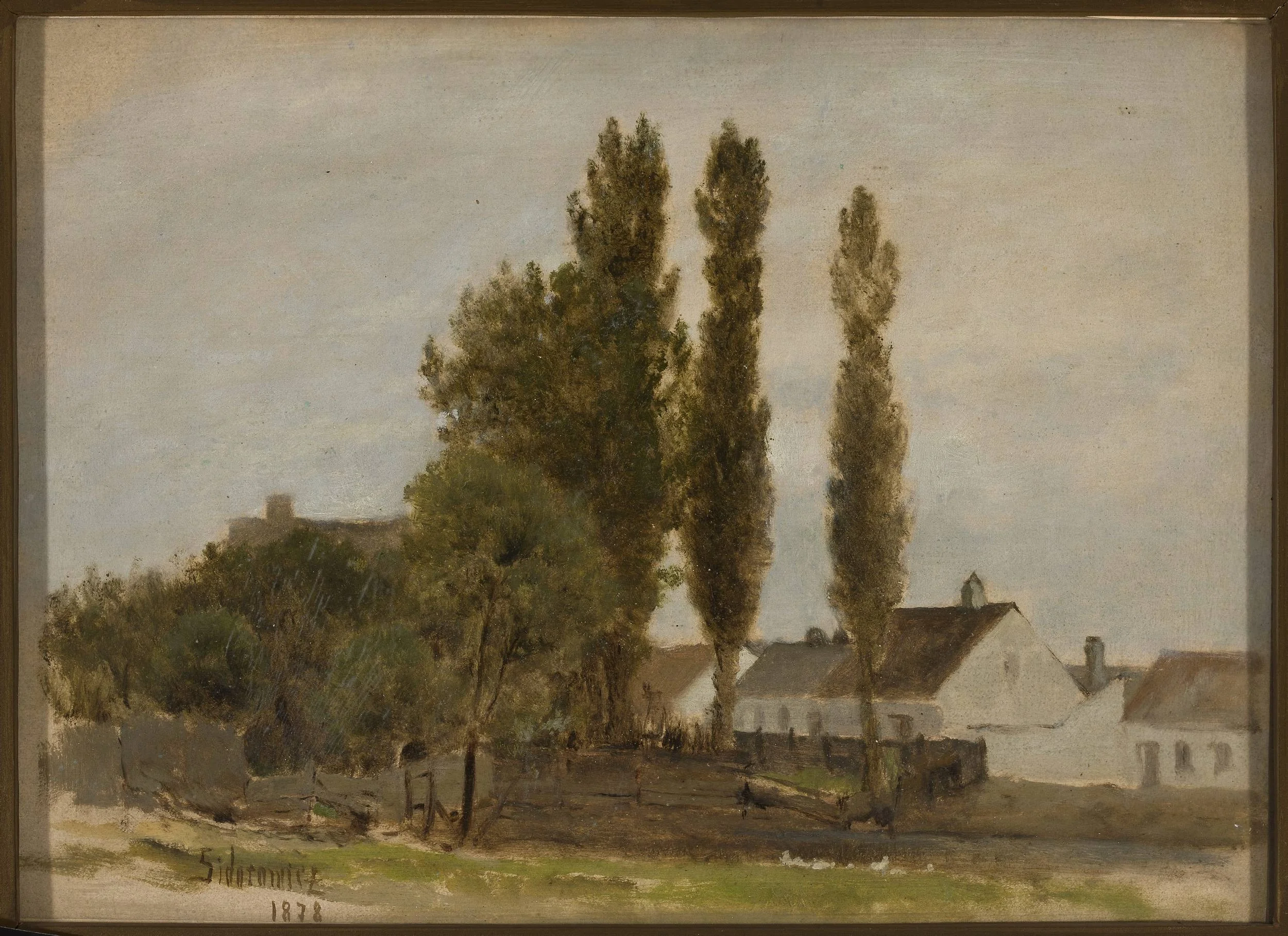 Landscape with trees and houses
