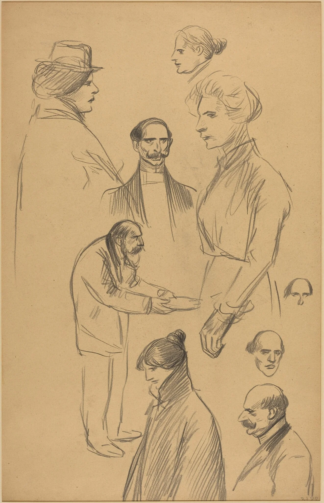 Figure Studies [verso], by Théophile Alexandre Steinlen, graphite, 1891