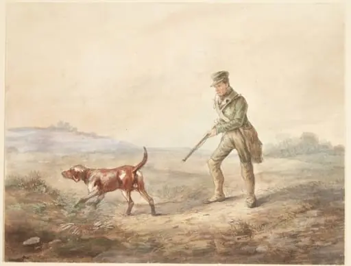 Landskab med en jæger og hans hund