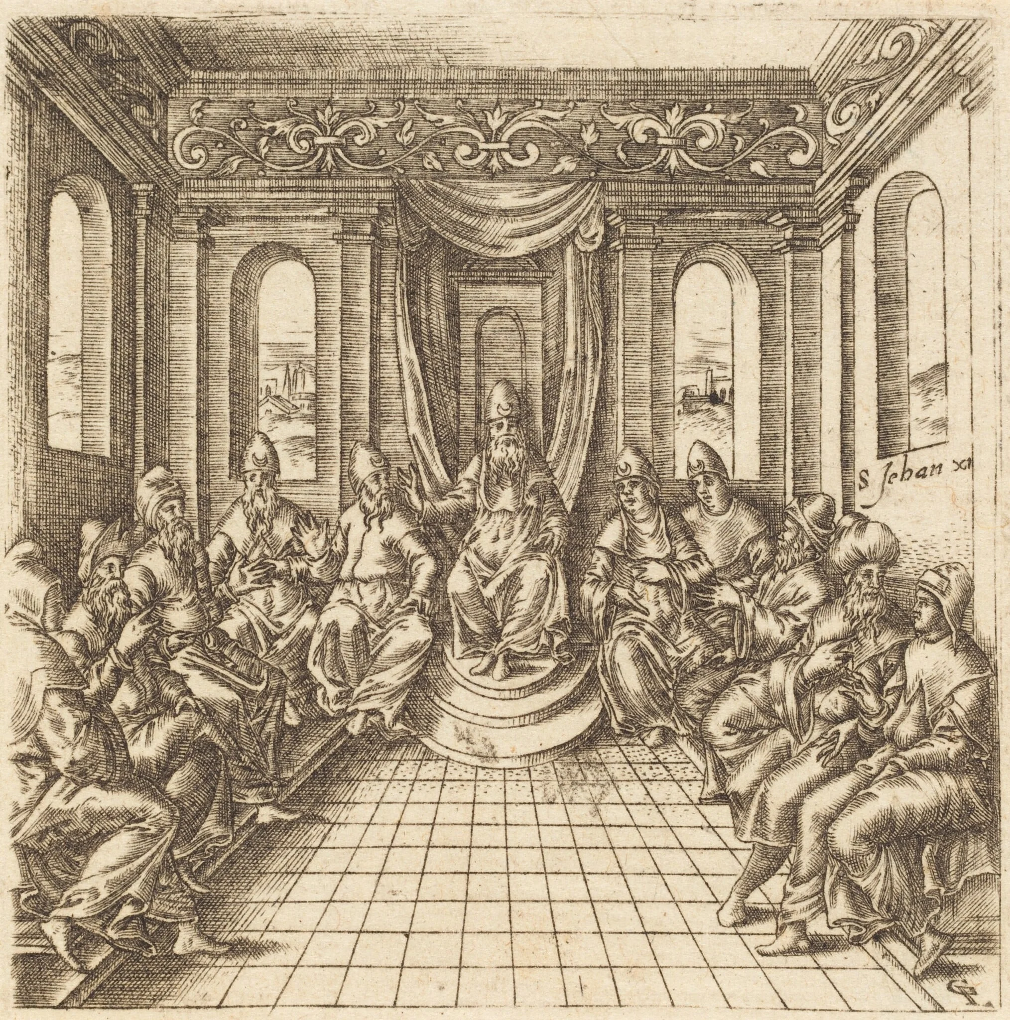 The Chief Priests and Pharisees, by Léonard Gaultier, ink, 1578