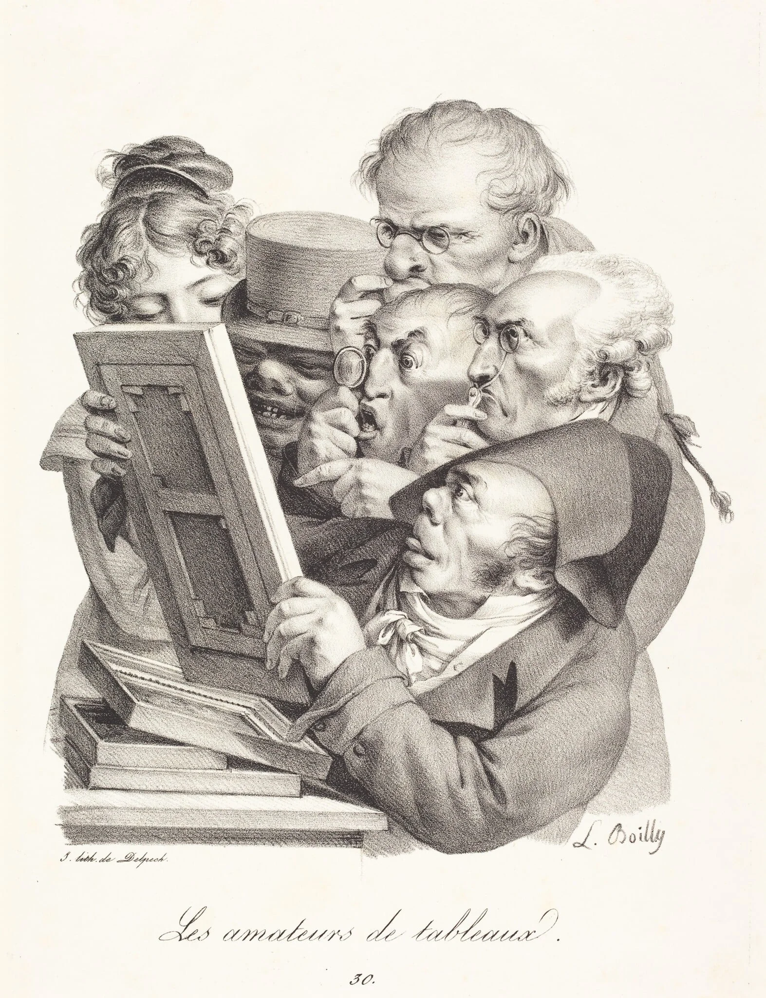 Les amateurs de tableaux (The Picture Enthusiasts), by Louis-Léopold Boilly, crayon, 1823