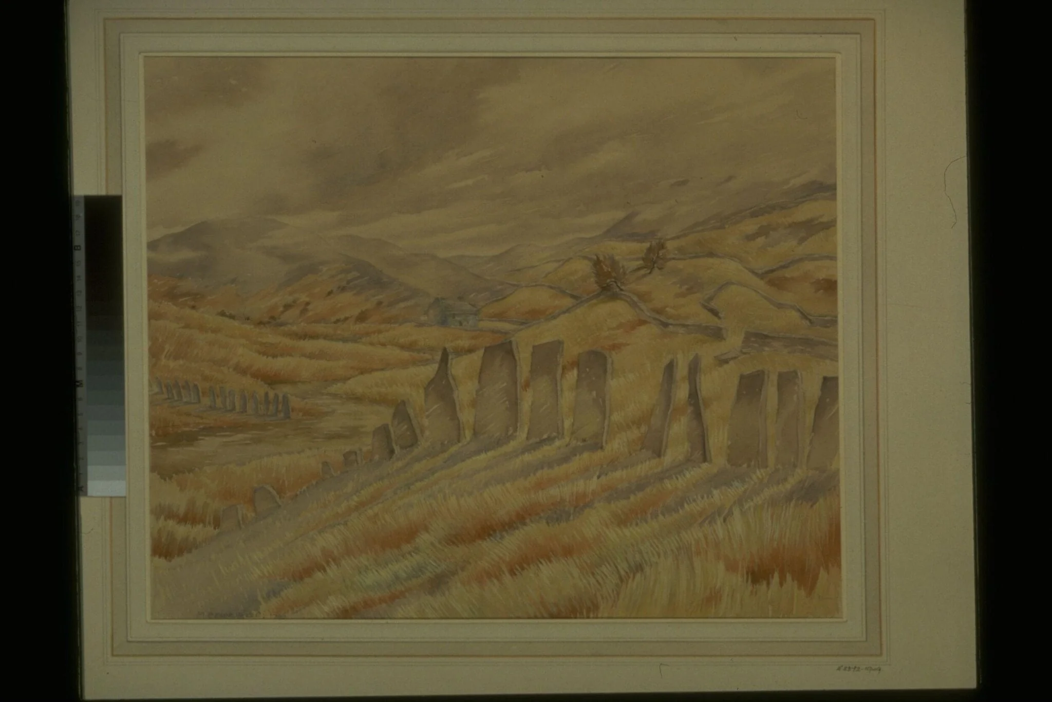 Slate Fences, Abergynolwyn, Merionethshire, by Mildred Eldridge, watercolor, 1943
