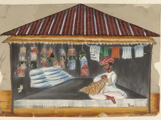 One of eleven paintings depicting craftsmen and their shops.