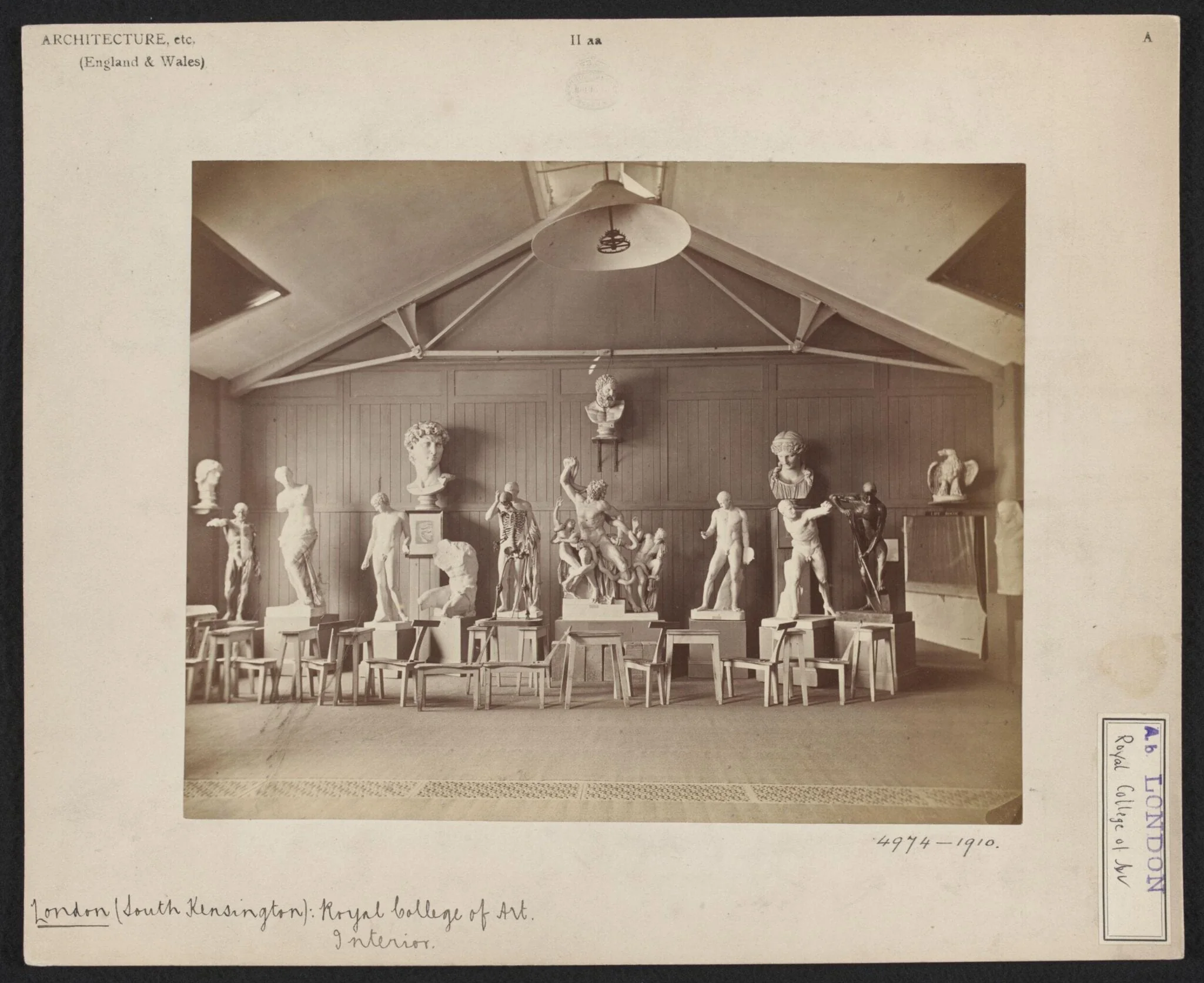 Royal College of Art interior showing plaster casts of classical sculpture