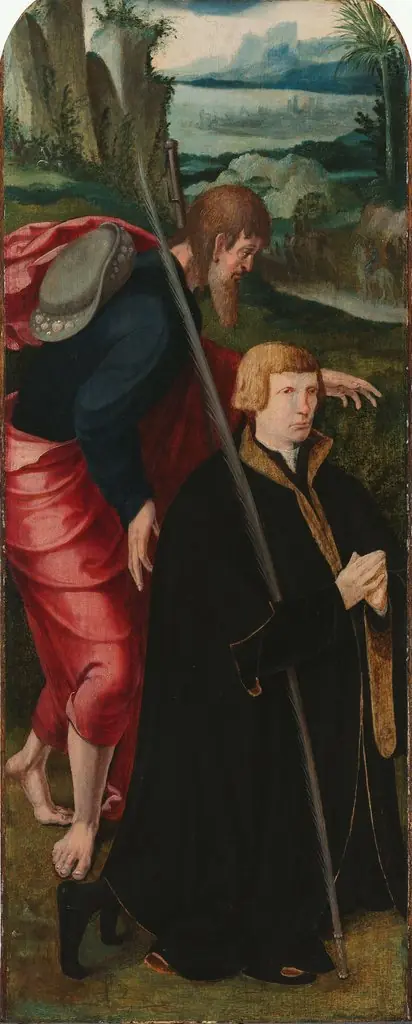 Wing of Lazarus triptych with donor and Saint James