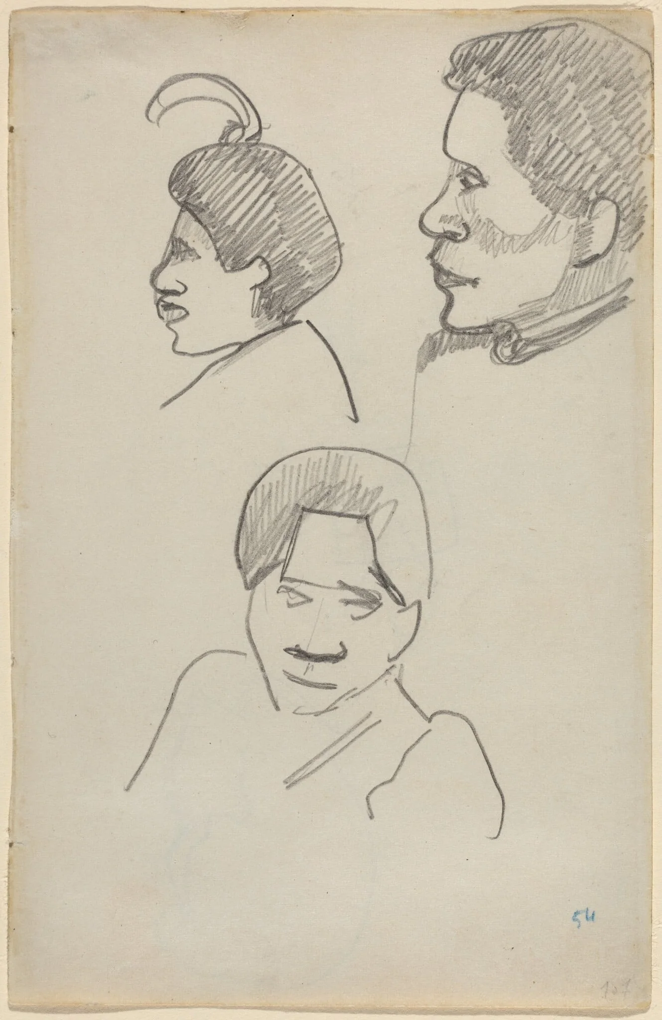 Tahitian Heads, by Paul Gauguin, graphite, 1892